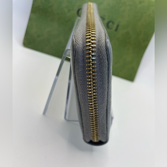 💎 24 Gucci Marmont Zip Around Wallet Gray Pebbled Leather - Picture 4 of 11